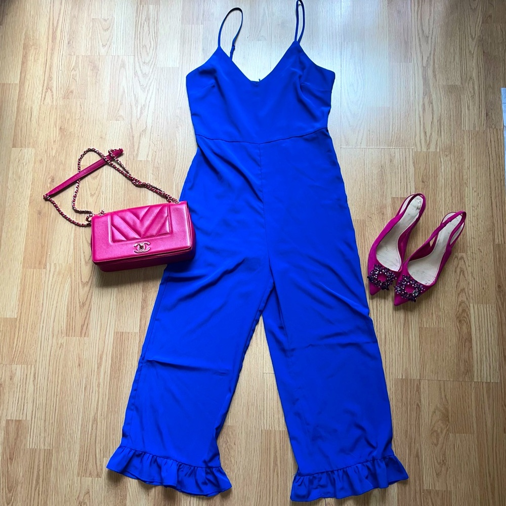 Bleuh Ciel cobalt blue frilly jumpsuit